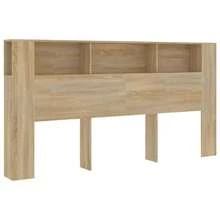 vidaXL Kopfteil Mit Ablagen Sonoma-Eiche 200x18,5x104,5 cm - Braun - Übersicht 2