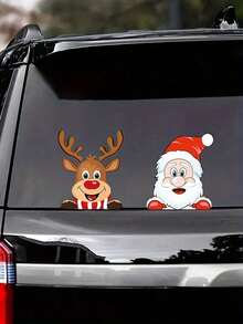Christmas Vehicle Sticker Santa Reindeer Waterproof Window Decal Self Adhesive Vinyl Auto Decor  Glass Metal Ceramic Anime Theme Single Use Wall Home Room Decoration - Multicolor - View 1