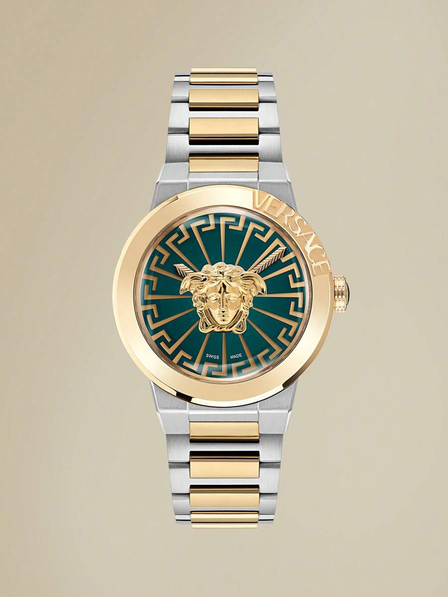 Versace 美杜莎银色表盘女士手表无限石英绿色表盘双色女士手表 VE3F00422 - 綠色 - 查看 1