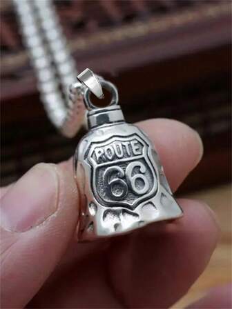 1件创意66数字铃铛吊坠项链，时尚朋克风配饰，男女皆宜