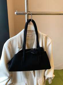 2025 New Vintage Niche Design Asymmetrical Geometric Suede Handbag, Large Capacity Commuter Versatile Shoulder Underarm Bag, Fashionable Tote