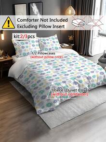 2/3pcs Delicate Floral Pattern Digital Printing Brushed Bedding Set, Soft & Comfortable For Bedroom, Guest Room, Dorm, Suitable As Gift - Multicolor - View 3