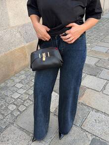 Womens Jeans, Y2K Style Women's Wear, High Street Straight-Leg Jeans, Casual Versatile Pants, Jeans>Pants, Suitable For All Seasons, With Multiple Pocket Designs, Religion>Clothes, Suitable For Outdoor Wear, Cocktail Parties, Parties, Christmas, Nightclubs, Banquets, Film Festivals, Cinemas, Balls, Cocktail Parties Bar, Wedding, Graduation Ceremony, Homecoming, Birthday Party, Rebellious Girl, Holiday Theme Party, Out Dress, Streetwear, Fashion Show, Date, Valentine 's Day, Out Work University, School Village, Concert, Street Girl, Girl, Country Outfits Women, Out Best Women, Ladies' Vacation Dress, Country Concert Country Concert Outfit,New Years Outfit Women, Valentine's Day, Clothes, Valentine Outfits For Women - 深色水洗藍 - 查看 5