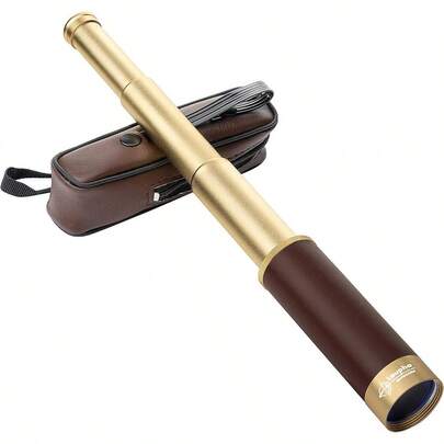Retro Pirate Telescope Zoomable 25x30 Pocket Monocular Portable Collapsible Waterproof Captain Jack's Spyglass Handheld Telescope Vintage Monocular For
