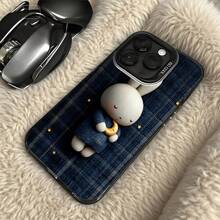 Funda de Teléfono Cuadros Azules Conejo con Patrón de Luna para Modelos de  y  Adecuada para Todas las Estaciones Opción de Regalo Ideal - Plateado - Ver 5