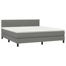 vidaXL Boxspringbett Mit Matratze, Dunkelgrau, 180x200 Cm, Stoff - Xám - Xem 3