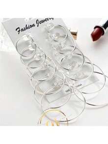 Z.W BIJUX - 6 Pairs Of Round, Oversized Black Earrings In A Rock Style. - 銀色 - 查看 1