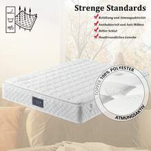 Upholstered Bed With 4 Drawers & Spring Mattress, Double Bed With Slatted Base, Height-Adjustable Headboard & Square Stitching Design, Metal Slat Support, Linen Material (140*200 Cm, Grey) - Grey - View 4