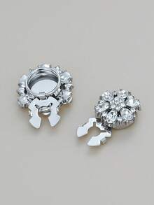 1/2/4pcs Luxulry Rhinestone Pearl Round Cufflinks For Women Shirt Button Covers Fashion Jewelry Decoration Clothes Accessories - Multicolor - View 7