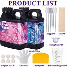 QIAO 1:1 Clear Epoxy Resin Kit, Fast Curing, Heat Resistant Casting Coating Resin, Suitable For Art DIY Crafts, Jewelry, Wooden Tabletop - Black - View 3