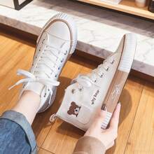女士帆布鞋，系带运动，适合居家及所有季节，新款轻便高帮厚底休闲白色运动鞋，黑色滑板鞋