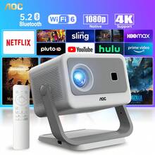 AOC Portable Projector, 1080p, 12000 Lumens, 4K Compatible, Wi-Fi 6.5G, Compatible With IOS/Android/PC, 300-Inch Screen - Grey - View 2