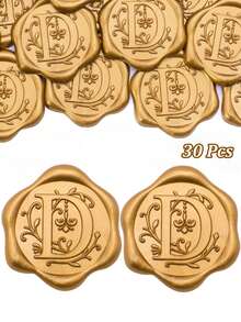 30/50 miếng dán niêm phong thư bằng sáp, nhãn dán sáp tự dính mạ vàng, nhãn dán niêm phong phong bì, nhãn dán mạ vàng, thích hợp cho thiệp Lễ Tạ ơn/gói quà/thiệp mời đám cưới, tiệc đính hôn, tiệc sinh nhật, Giáng sinh và các dịp khác. - Đồng - Xem 34