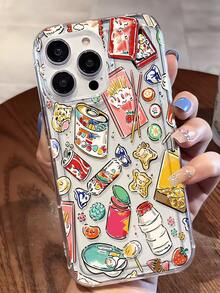 1 Ốp lưng điện thoại TPU trong suốt chống sốc, chống rơi, chống vân tay, họa tiết đồ ăn vặt cá nhân hóa, tương thích với iPhone 16/16Pro/16Plus/15/15ProMax/15Pro/11/12/13/14ProMax/11Pro/11ProMax/12Pro/12ProMax/13Pro/13ProMax/14Pro/14ProMax, Ốp mềm, thời trang & sáng tạo - Nhiều màu - Xem 1