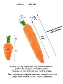 1 件胡萝卜设计宠物出牙吱吱作响的毛绒玩具枕头耐用可咀嚼无聊狗互动玩具，适合中小型宠物狗，宠物新年礼物，宠物伴侣，狗玩具宠物胡萝卜毛绒玩具蔬菜咀嚼玩具小型、中型、大型犬宠物声音玩具狗配件 - 彩色 - 查看 3