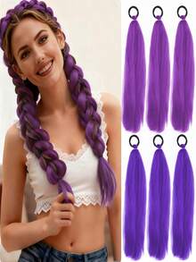 شريط مطاطي للباروكة الاصطناعية ، شعر ضفيرة بنفسجي 25 بوصة ، طقم من 3 قطع من امتدادات الشعر البنفسجي للضفائر ، مناسب للاستخدام اليومي والتجمعات للنساء ، أربطة شعر مطاطية ، حاملات ذيل الحصان ، مطاطات الشعر ، أربطة مطاطية للشعر ، سكرانشيز ، حبال الشعر