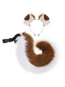 Floppy Ear Plush Puppy Headband Set, Curly Tail Puppy Funny Dress Up Props Set, Animal Costume Set, Silly Cosplay Live Streaming Props, Party Stage Props,Valentine's Day Costume - A - 查看 9