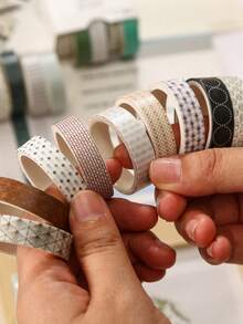 Bộ 20 cuộn băng dính Washi họa tiết cơ bản, băng dính giấy mỏng với các hình dán hoa, sao, mũi tên, trái tim, thích hợp cho nghệ thuật, DIY, sổ tay, kế hoạch, album ảnh, trang trí gói quà. - Nhiều màu - Xem 3
