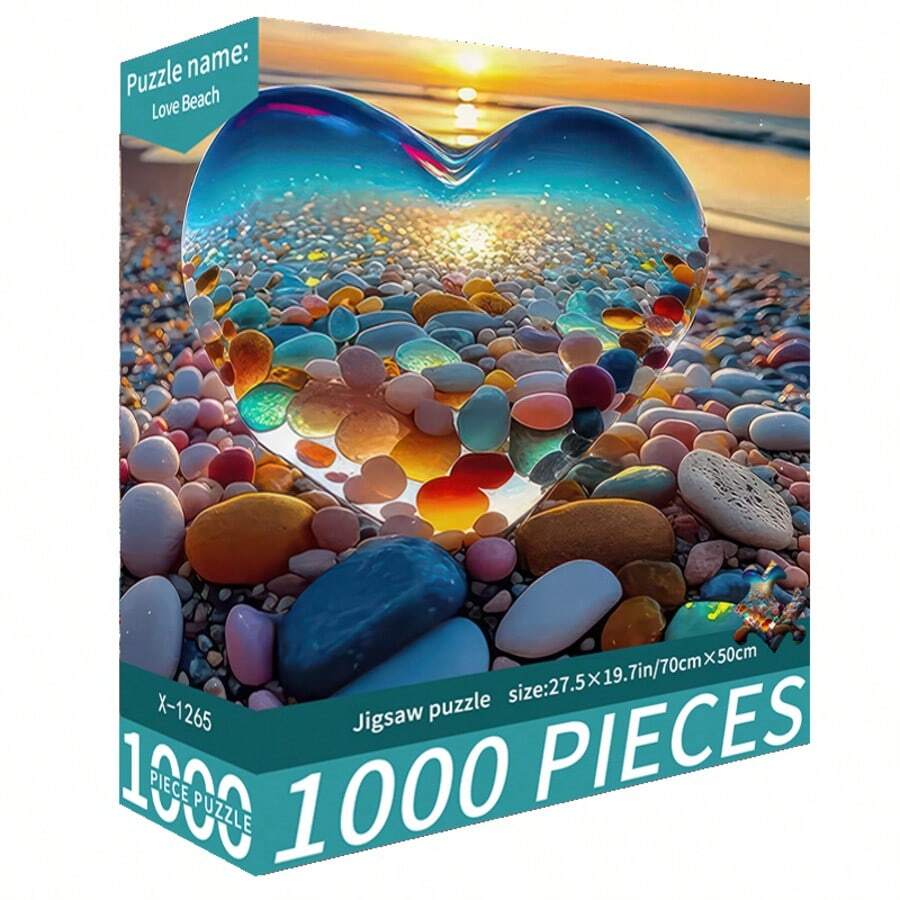 1盒1000片拼圖玩具，尺寸70cm*50cm，油畫風景與卡通圖案，成人壓力釋放，裝飾藝術品，適合生日、新年、情人節、復活節、兒童節、開學季、萬聖節、感恩節與聖誕節禮物