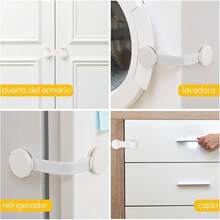 Seguros para Puertas y Cajones Bebé 15 PCS,Puerta de  Bebe Mano Anti-Agarre,Candado para Refrigerador/Muebles/Cajonera,con Adhesivo Extra Fuerte 3M,Material de  ABS+PE - 1 - Ver 6