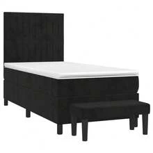 vidaXL Boxspringbett Mit Matratze, Schwarz, 90x200 Cm, Samt - Schwarz - Übersicht 3