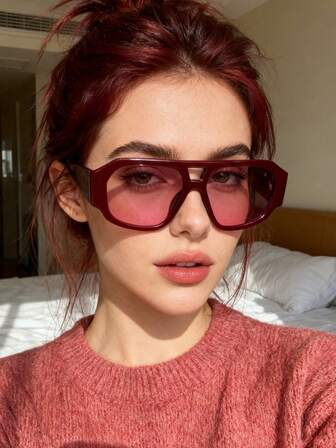 1 pieza de gafas unisex de doble puente, modernas e informales, con un estilo urbano versátil, tanto europeo como americano.