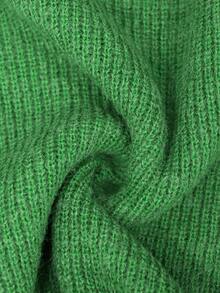 Women's Solid Colored Crew Neck Knitted Sweater,Long Sleeve Tops - Green - View 5