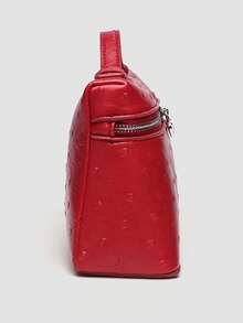 1pc Solid Color Ostrich Grain PU Square Shoulder Bag, Small Handbag For Women, Suitable For Everyday Stylish Matching And Travel - Đỏ - Xem 3