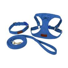 Dog Harness Vest Walking Leash Set For Puppy Dogs Cat Collar Vest Adjustable Dog Cat Harness For Small Medium Dogs Kitten Walking Supplies - Màu xanh lam - Xem 4