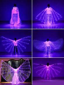 Fluoreszierendes leuchtendes Flügel Kostüm - LED blinkende Auftrittsrequisiten, geeignet für Frauenpartys, Tanzen, Halloween, Weihnachten, Karnevalsbühnenauftritte (Batterien nicht enthalten) - Leuchtender Umhang - Übersicht 6