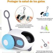 Juguete Interactivo para Gatos con Detección Automática de Obstáculos, Coche Giratorio 360°, 2 Cabezas de Plumas Intercambiables(Naranja) - Multicolor - Ver 6