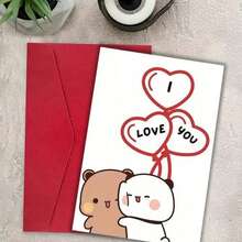 Một tấm thiệp chúc mừng ngày lễ tình nhân chân thành, Anh yêu em, chú gấu Dudu của anh từ Bubu Cards, một tấm thiệp chúc mừng sáng tạo dành cho gia đình, bạn bè và đồng nghiệp, một món quà tặng ngày lễ tình nhân, kèm theo một phong bì - Nhiều màu - Xem 2