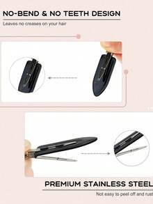 1/4/12 套不弯曲发夹，无痕鸭嘴鳄鱼夹，适用于发型设计、化妆、沙龙、DIY 手工艺品 - 分叉式、波浪式、刘海式，礼品套装（黑色/粉色/白色） - 彩色 - 查看 7