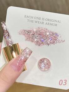 MIANEL 10ML 2026 新款追星追月铂金闪粉凝胶指甲油 冬季热销 亮白闪光指甲油 碎钻美甲 粉红美甲 女生礼物 美甲沙龙及DIY使用