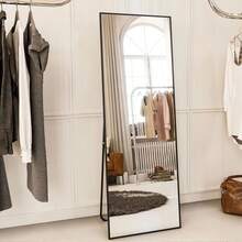 64"X21" Full Length Floor Mirror, Large Rectangular Standing Mirror With Leaner Back - 黑色 - 查看 5