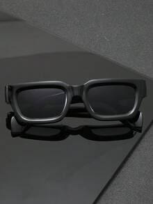 1副男士黑色塑料经典方形全框手工钉十字架奢华水钻优雅美学太阳镜，基础款时尚眼镜，适合日常生活、驾驶、派对、度假、约会、酒吧、外出、骑行、派对配饰