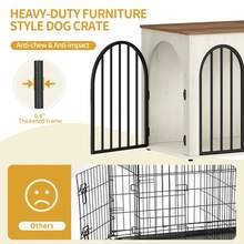 HEXCELEN 26.8'' Wooden Dog Crate Furniture, Indoor Dog Kennel Dogs Cage For Small Dogs, Heavy Duty Dog Crates Decorative Pet House End Side Table TV Stand, White Brown - 白色/棕色 - 查看 5