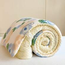 1 pieza Edredón con estampado de dibujos animados de tela de punto y pompón de terciopelo, edredón acolchado, ropa de cama alternativa a la pluma para todo el año, con lazos en las esquinas, técnica de acolchado cálida y suave, adecuada para dormitorio, habitación de invitados - Multicolor - Ver 14