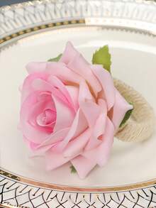 2pcs Elegant Pink Peony Napkin Rings, Imitation Rose Napkin Rings, Applicable For Table Decor, Wedding, Home Dinner, Party, Thanksgiving, Birthday, Romantic Decorations, Special Nights, Anniversary Decorations, Valentine's Day Party Supplies - Multicolor - View 11