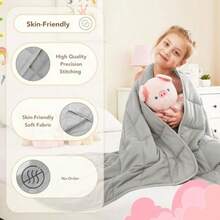 Weighted Blanket 7lbs 40"X 60" Grey Heavy Blanket For 60-80lbs Weighted Blanket For Cooling And Heating With Premium Glass Beads Thick Blanket All-Season - 01-灰色+50吋x60吋-10磅 - 查看 5
