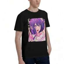 Ai Hoshino Oshi No Ko Inspired 100% Cotton Casual Breathable Confortable Clothes Men's Clothing Brands T Shirt Men - Black - View 2