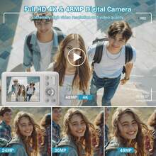 W&O [Instant Print Digital Camera] 3-In-1 Digital Camera With Instant 1-Second Photo Printing | 2.8" 1080P FHD Screen, 16X Zoom & CCD Sensor - Portable MP3 Player & Puzzle Games, Includes SD Card/USB Cable/Lanyard - 白色-Q8 - 查看 5