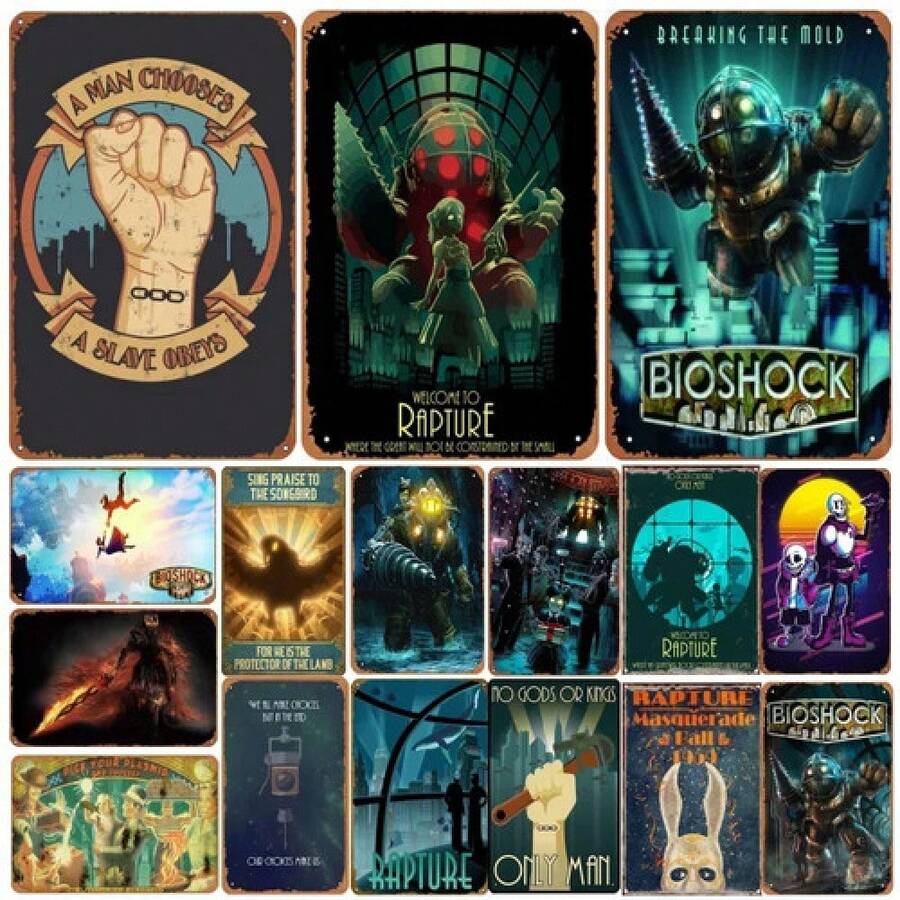 Classic Video Game Tin Metal Signs Poster Rapture Anime Pictures De - 14 - 查看 1