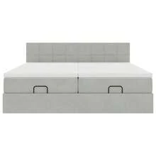 vidaXL Samt-Ottomanen-Bett Mit Matratze, Hellgrau, 180x200 Cm - Grey - View 7