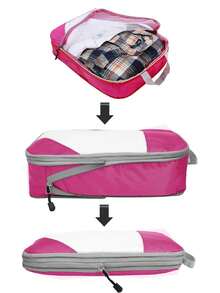 Travel Storage Bag Large Capacity Waterproof Compression Packing Organizer With Double Layer, Dual Zippers, And Travel Compression Bag Compression Storage Bag For Luggage Nylon Material Mesh Visualization Diamond Grid For Men And Women Travel Essentials