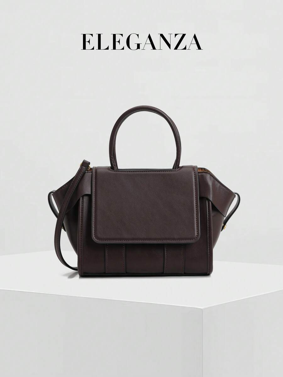 1pc Burgundy Minimalist Commuter Handbag, Women's Fashion Versatile Tote Shoulder Bag, Convertible Shoulder Crossbody Top Handle 3-Way Bag, Suitable For Daily, Commute, Party, Business, Casual, Travel, School, Pairs Well With Blouse, Dress, Suit, Coat - Burgundy - View 1