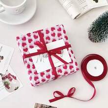 红色心形礼品包装纸，情人节花束礼品衬纸 - 彩色 - 查看 3