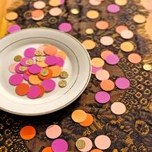 100pcs/Set Pink & Orange Glitter Gold Polka Dot Table Confetti - Suitable For Birthday Party, Bridal Shower, Wedding Gift, Dot Decor, Tabletop Decoration - Multicolor - View 2