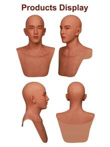 Silicone Crossdresser Man Headcover - Ryder Half-Body Wearable Headcover Multicolor Invisible Realistic Skin Texture Handsome Eyebrow Suitable For Man And Woman Christmas, Halloween Parties, Gatherings And Cosplay - Multicolor - View 1