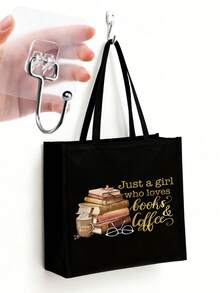 这款个性化极简黑色亚麻手提袋套装，饰有烫金“Just A Girl Who Loves Books & Coffee”（热爱书籍和咖啡的女孩）图案，并点缀着咖啡和书籍图案。大容量手提袋套装包含一个便携式化妆包、一个多功能购物袋、一个收纳袋和一个背包。适合通勤、上学、工作、旅行、聚会等各种场合，也是节日、生日、情人节和新年等场合的完美礼物或纪念品。 - 彩色 - 查看 6